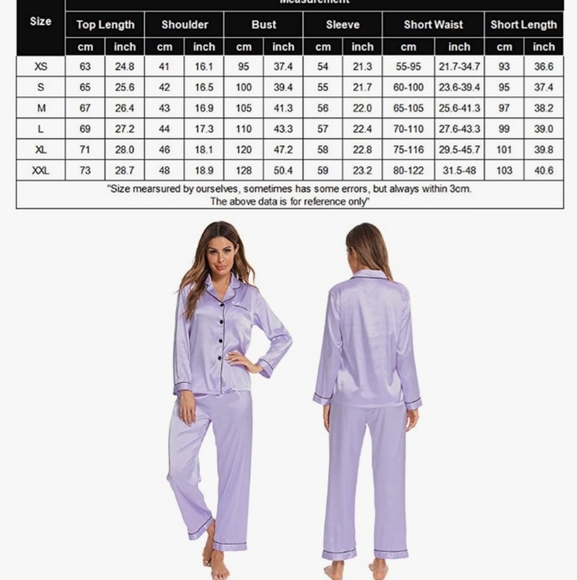 NEW LAVENDER SILKY LONG PAJAMA SET - Picture 5 of 5